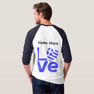 Greece Blue LOVE Heart Flag Personalised T-Shirt