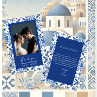 greece Blue Mediterranean Wedding Thank You photo