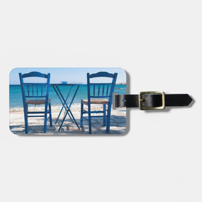 Greece blue Taverna travel photo Luggage Tag (Front Horizontal)