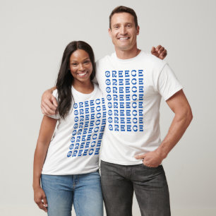 GREECE Blue Text Pattern T-Shirt
