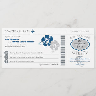 Greece Boarding Pass Wedding Invitation