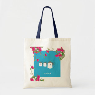 Greece Bougainvillea Greek Island Windmills Name Tote Bag