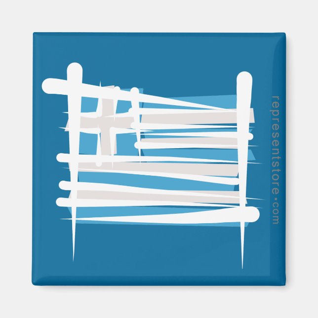Greece Brush Flag Magnet (Front)