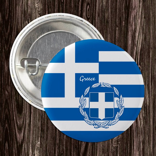 Greece button, patriotic Greek Flag fashion 3 Cm Round Badge (Creator Uploaded)