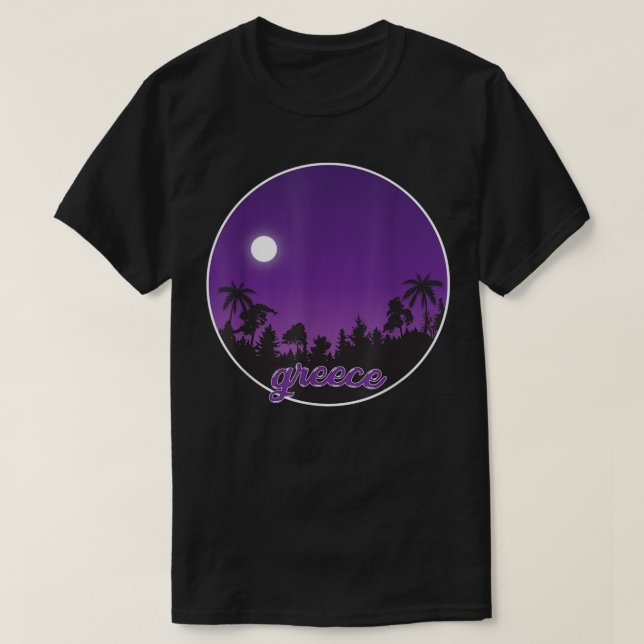 greece By night with Palms  T-Shirt (Design Front)