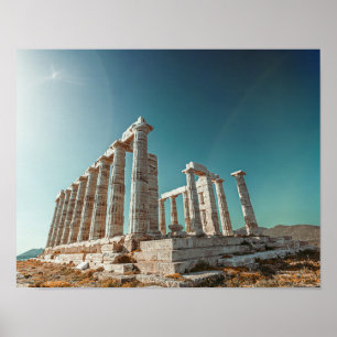 Greece. Cape Sounion - Ruins of an ancient temple Poster