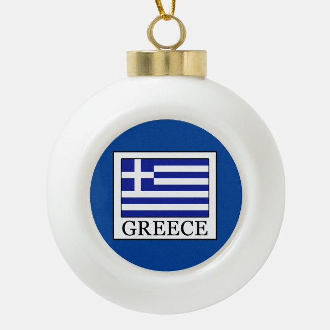 Greece Ceramic Ball Christmas Ornament (Front)