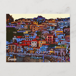 Greece colourful building beach postcard