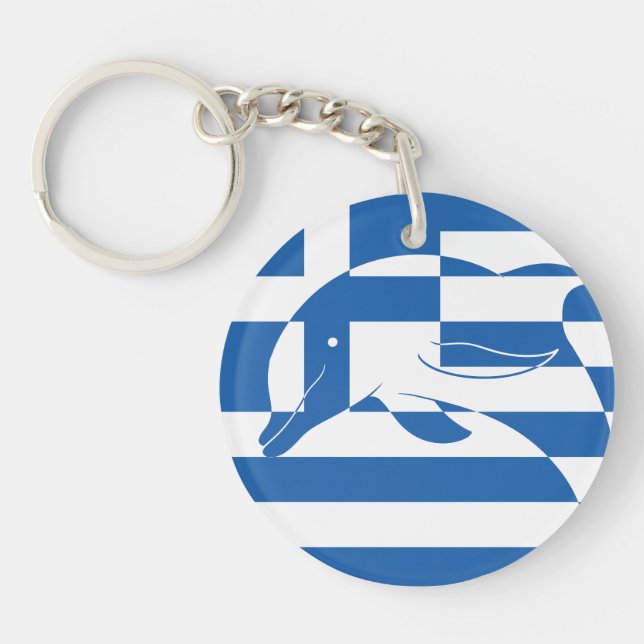 Greece Common dolphin Greek National Animal Flag Key Ring (Front)
