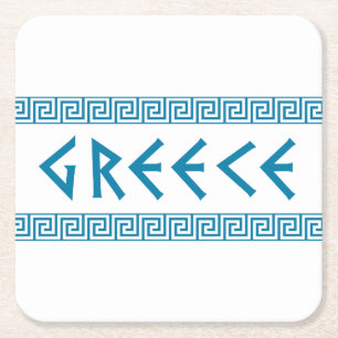 greece country nation text name symbol greek trave square paper coaster