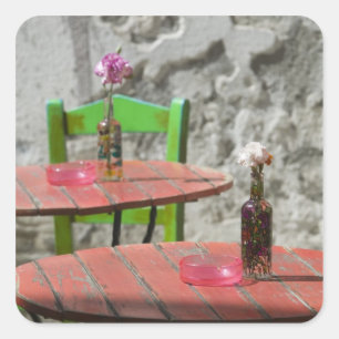 GREECE, CRETE, Hania Province, Hania: Colourful 2 Square Sticker