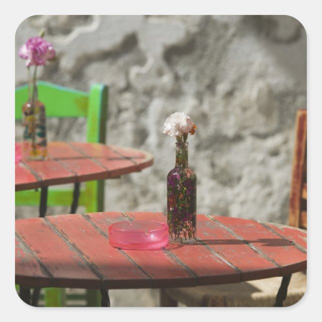 GREECE, CRETE, Hania Province, Hania: Colourful Square Sticker (Front)