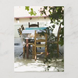 GREECE, CRETE, Hania Province, Vamos: Cafe Table Postcard