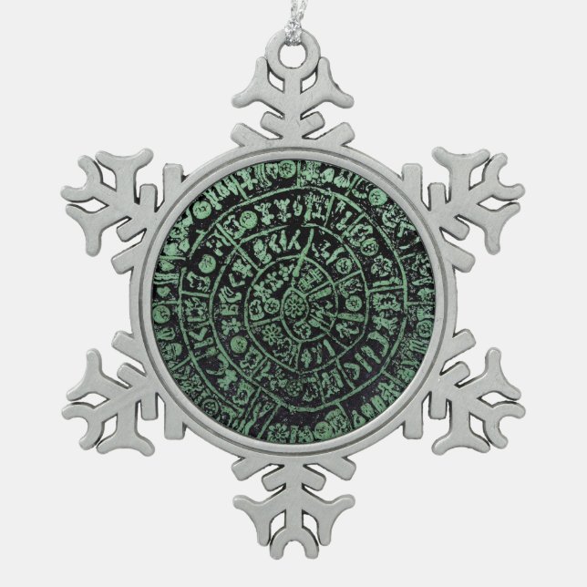 Greece Crete Phaistos ancient disc history code Mi Snowflake Pewter Christmas Ornament (Front)