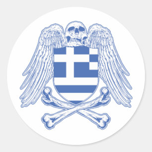 Greece Crossbones Classic Round Sticker