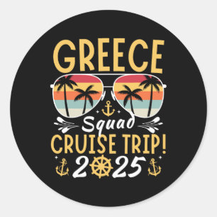 Greece Cruise Family 2025 Squad Vacation Matching Classic Round Sticker