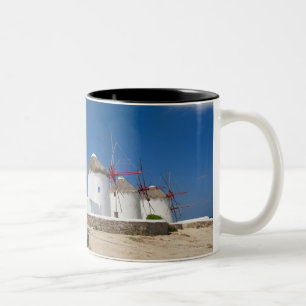 Greece, Cyclades Islands, Mykonos, Old windmills Two-Tone Coffee Mug