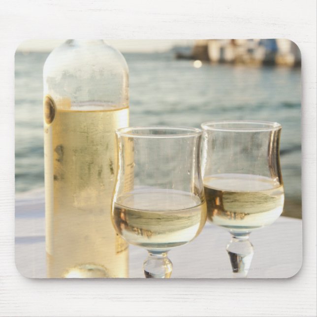 Greece, Cyclades Islands, Mykonos, Wine on table Mouse Mat (Front)