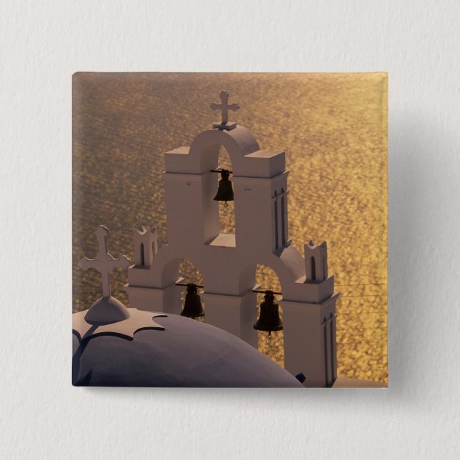 Greece, Cyclades Islands, Santorini, Thira, 15 Cm Square Badge (Front)