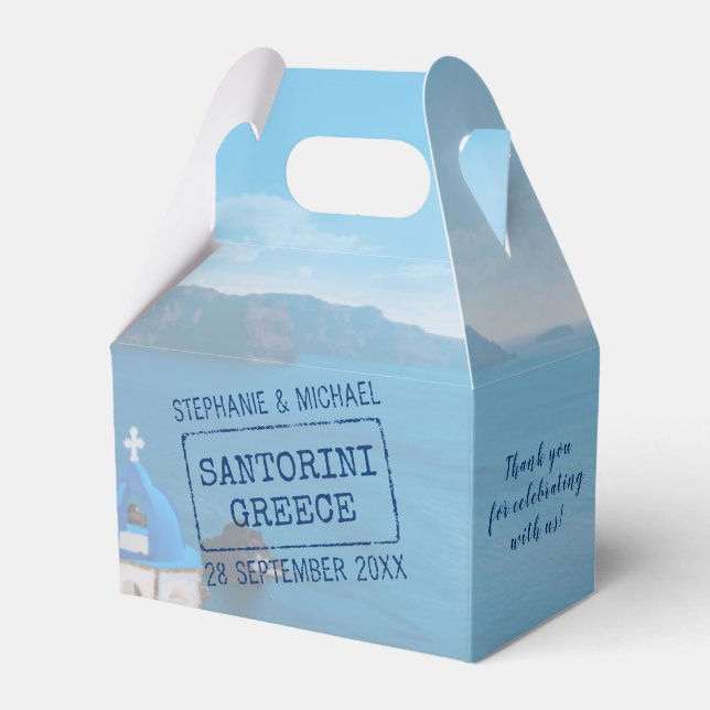 Greece Destination Wedding Custom Passport Stamp Favour Box (Front Side)