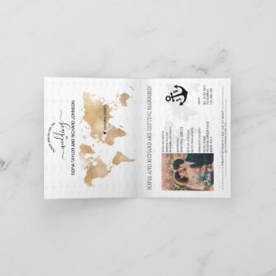 Greece Destination Wedding Passport Map and Anchor Invitation
