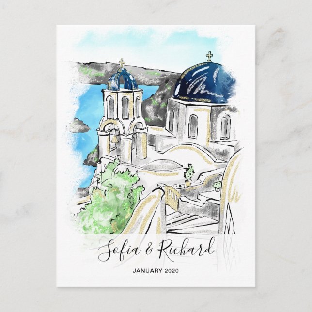 Greece Engagement proposal anniversary couple gift Holiday Postcard (Front)