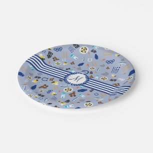 Greece: famous items of the country paper plate