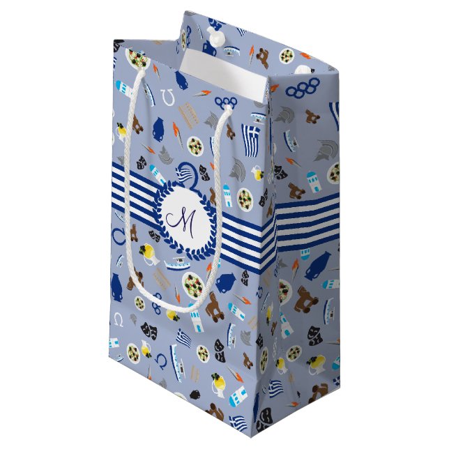 Greece: famous items of the country small gift bag (Front Angled)