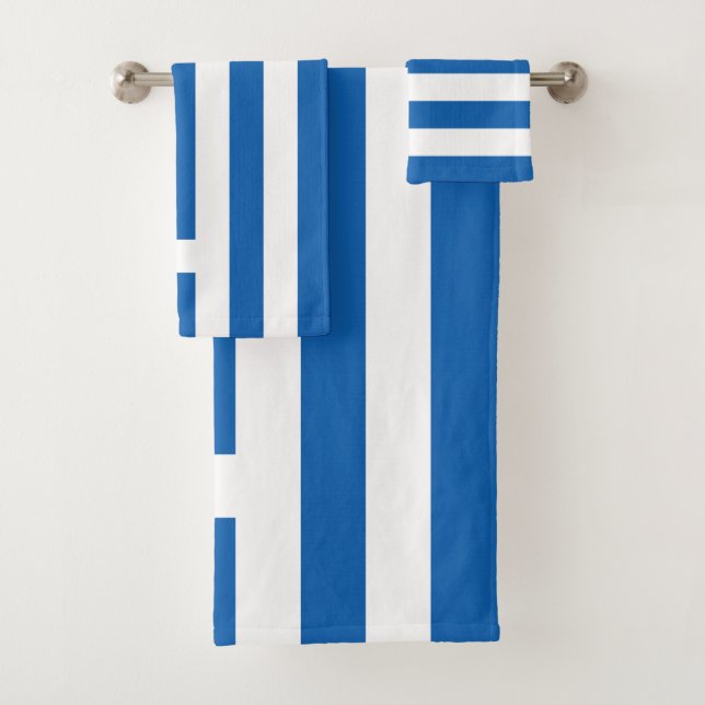 Greece Flag Bath Towel Set (Insitu)