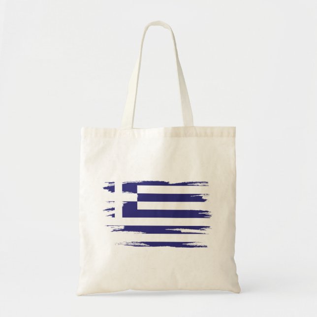 Greece Flag Brush Art Tote Bag (Front)