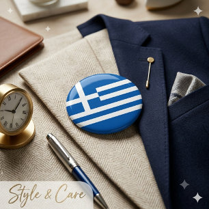 Greece Flag Button Classic Patriotic Badge