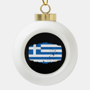 Greece Flag Ceramic Ball Christmas Ornament
