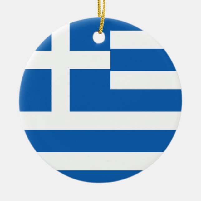 Greece Flag Ceramic Tree Decoration (Front)