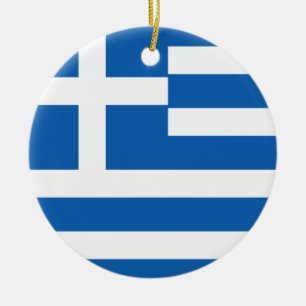 Greece Flag Ceramic Tree Decoration