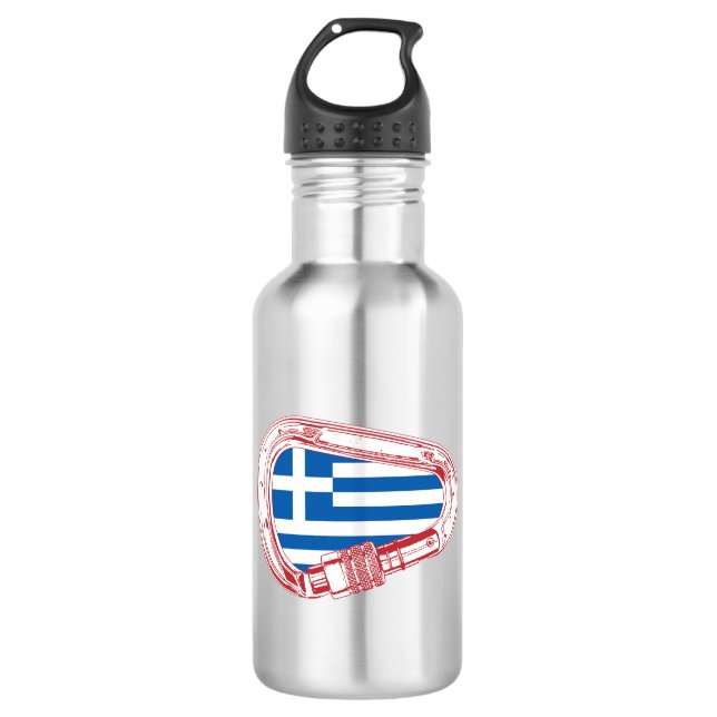 Greece Flag Climbing Carabiner 532 Ml Water Bottle (Front)