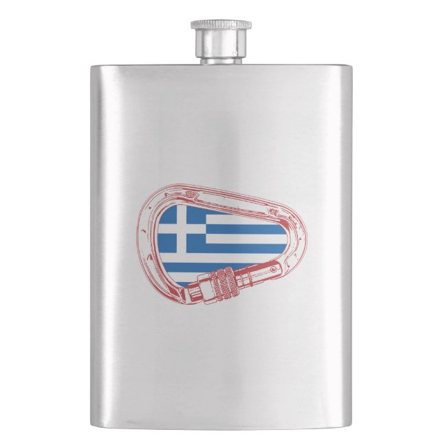 Greece Flag Climbing Carabiner Hip Flask (Front)