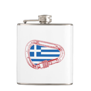 Greece Flag Climbing Carabiner Hip Flask