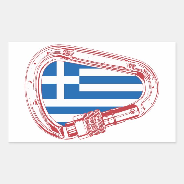 Greece Flag Climbing Carabiner Rectangular Sticker (Front)