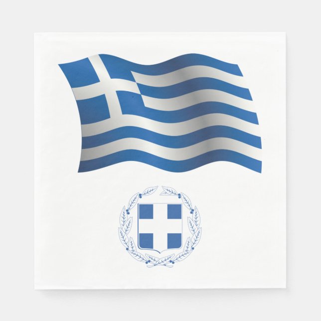 Greece Flag Coat Of Arms Napkin (Front)