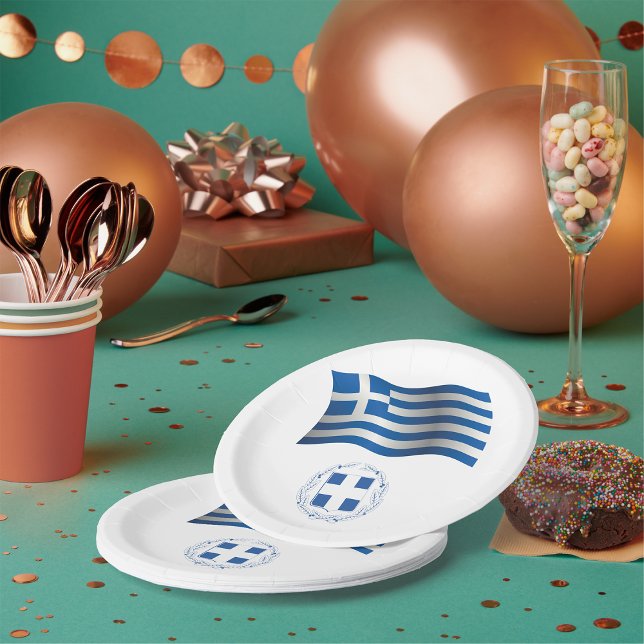 Greece Flag Coat Of Arms Paper Plate (Creator Uploaded)