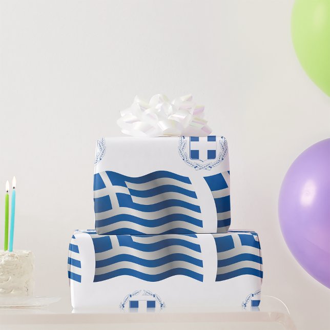 Greece Flag Coat Of Arms Wrapping Paper (Creator Uploaded)