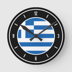 Greece Flag Elegant Round Clock