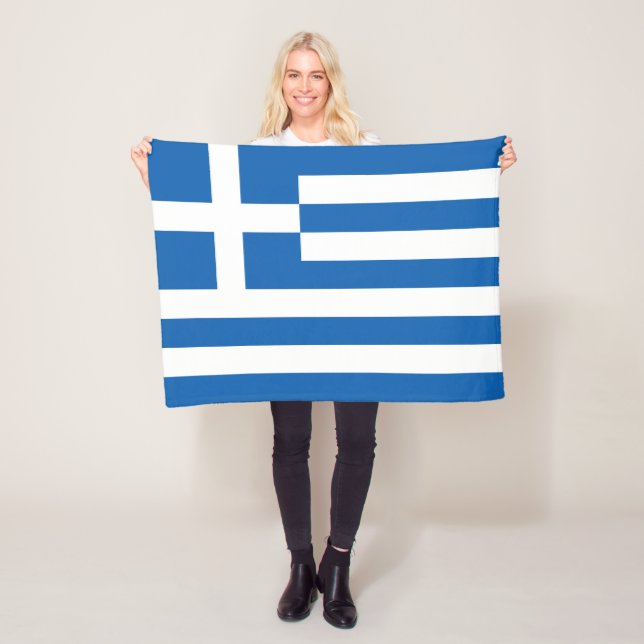 Greece Flag Fleece Blanket (In Situ)