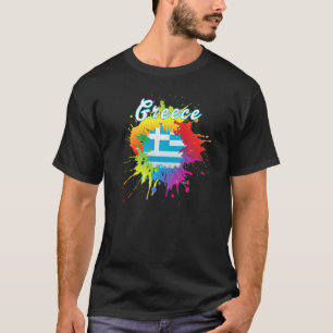 Greece Flag Gay Colorful Splash Greek Flag T-Shirt