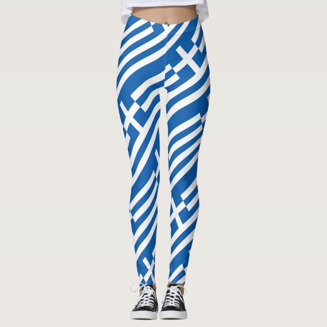 Greece Flag Greek Patriotic Leggings (Front)