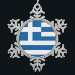 Greece Flag Greek Patriotic Snowflake Pewter Christmas Ornament<br><div class="desc">Flag of Greece products for Greek patriots.</div>
