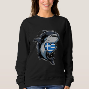 Greece Flag Greek Pride Heart Shark Greek Roots He Sweatshirt