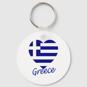 Greece Flag Heart Key Ring