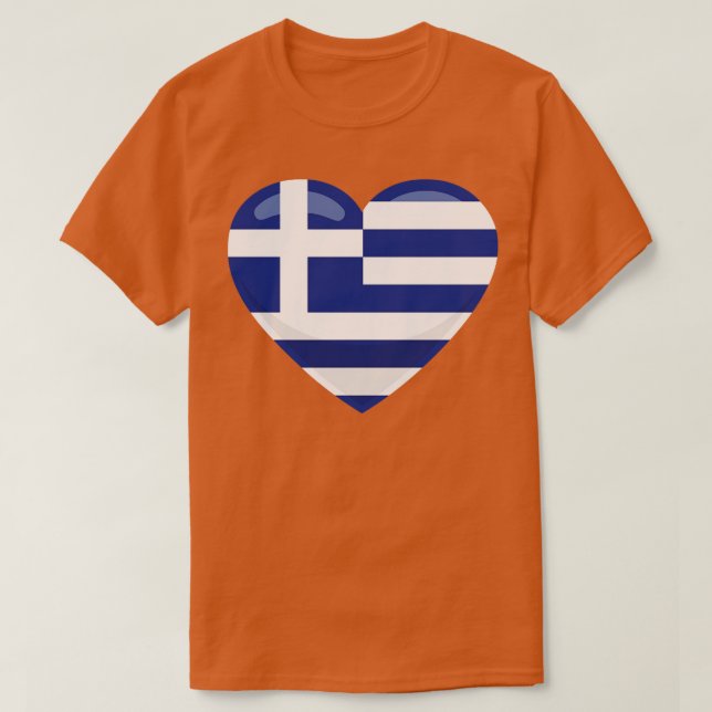 Greece Flag Heart T-Shirt (Design Front)
