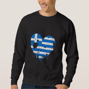 Greece Flag Hellenes Greek Roots Hellenic Heart Gr Sweatshirt